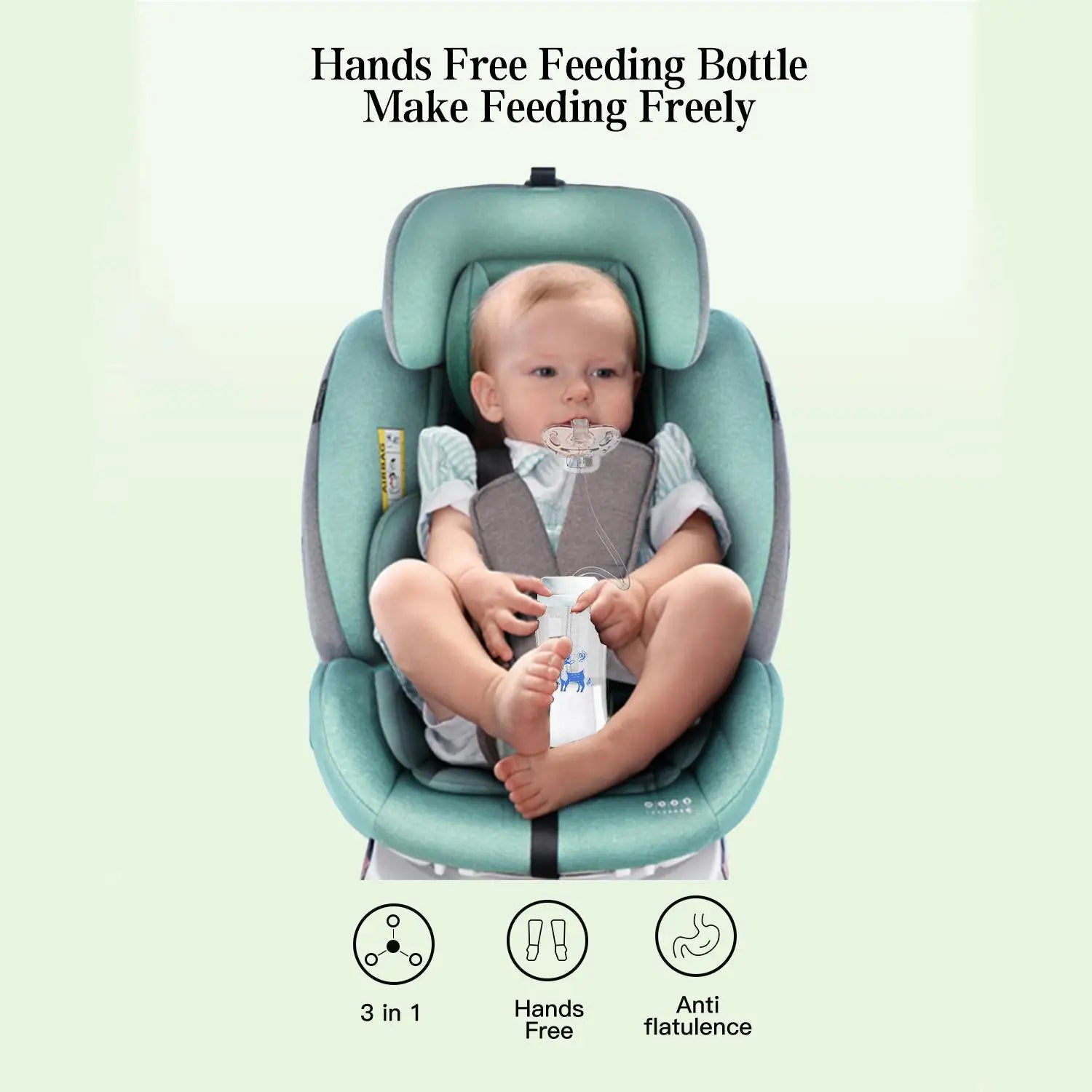 3-in-1 Hands-Free 300ML Wide-neck Baby Bottle,Milk Storage Bottle,Pacifier,Multi-Function Anti-Drop Gravity Ball Feeding Bottle